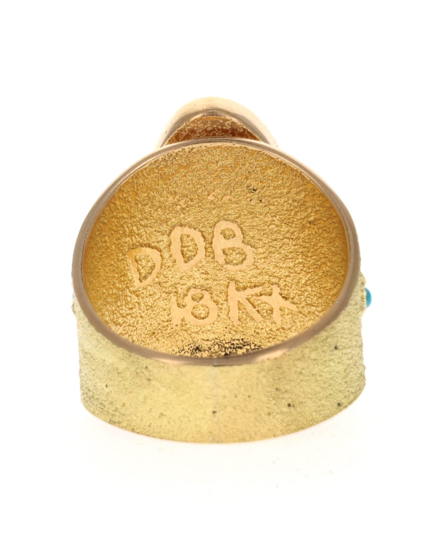 18K Gold Hummingbird Ring With High Grade Natural Black Widow Turquoise