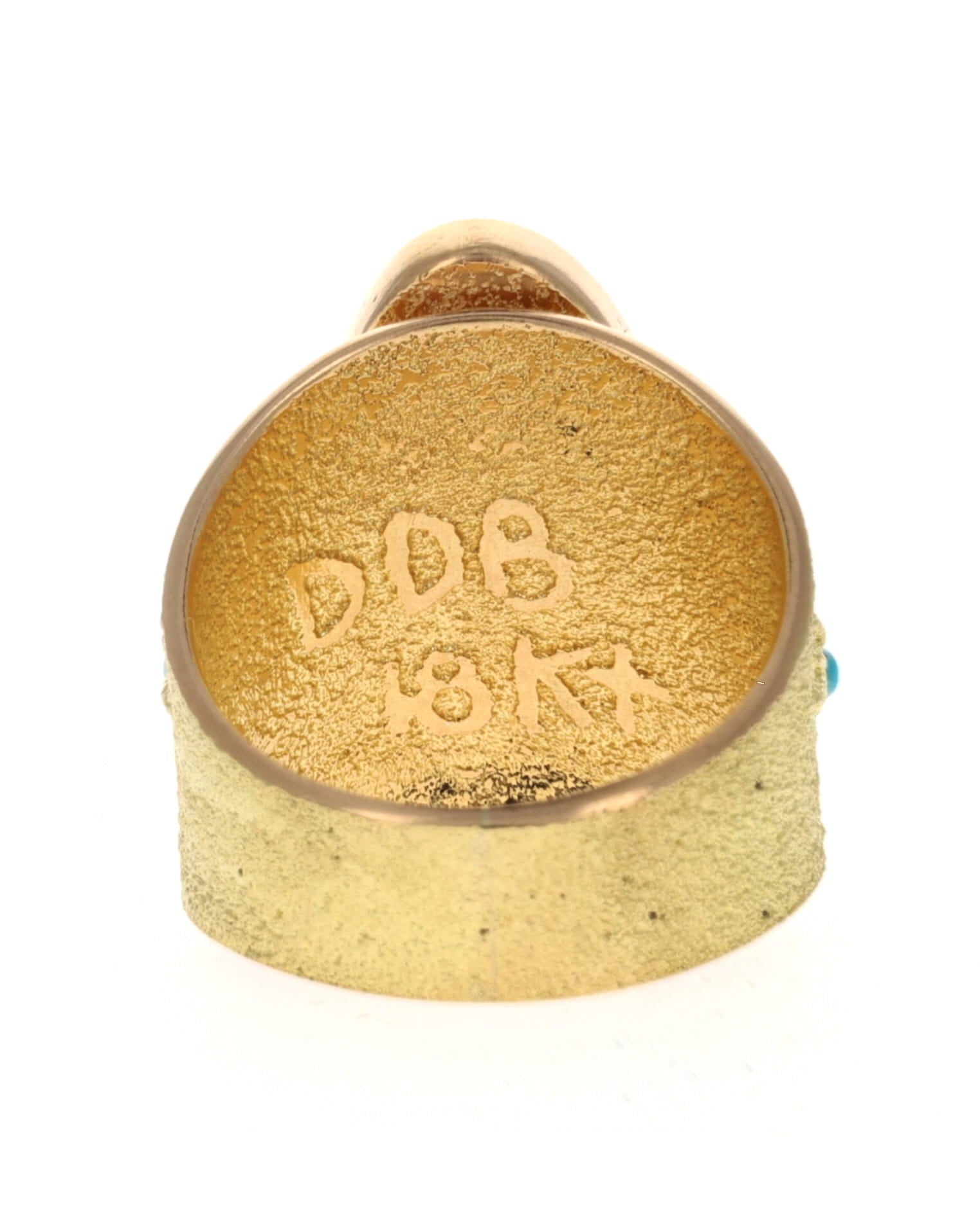 18K Gold Hummingbird Ring With High Grade Natural Black Widow Turquoise