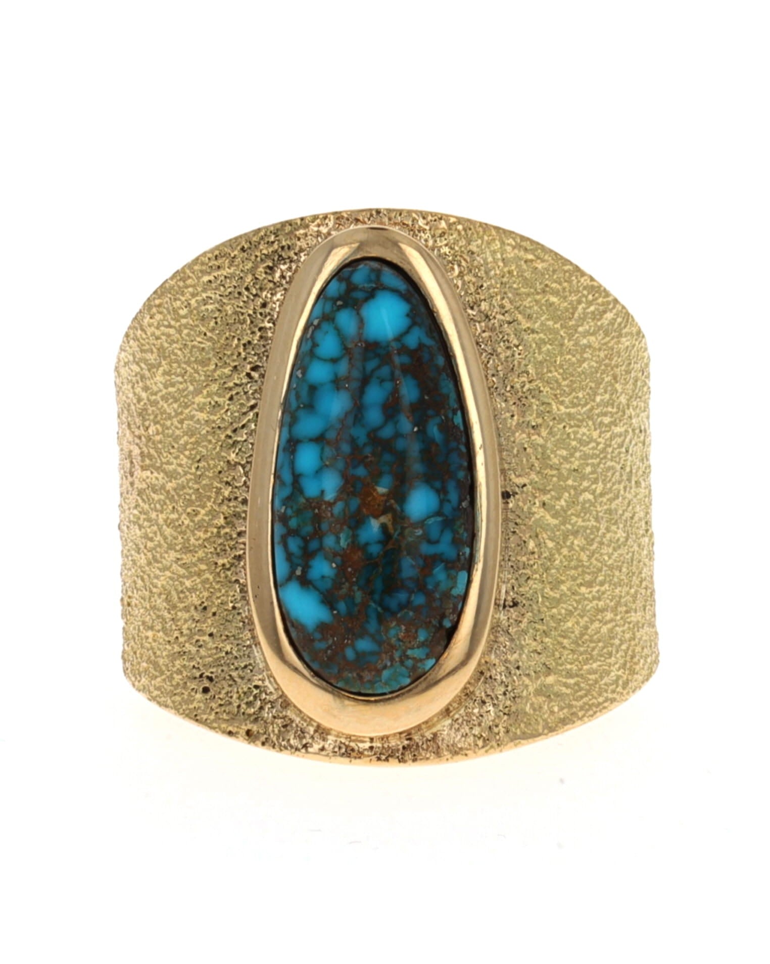 18K Gold Ring With High Grade Natural Bisbee Turquoise