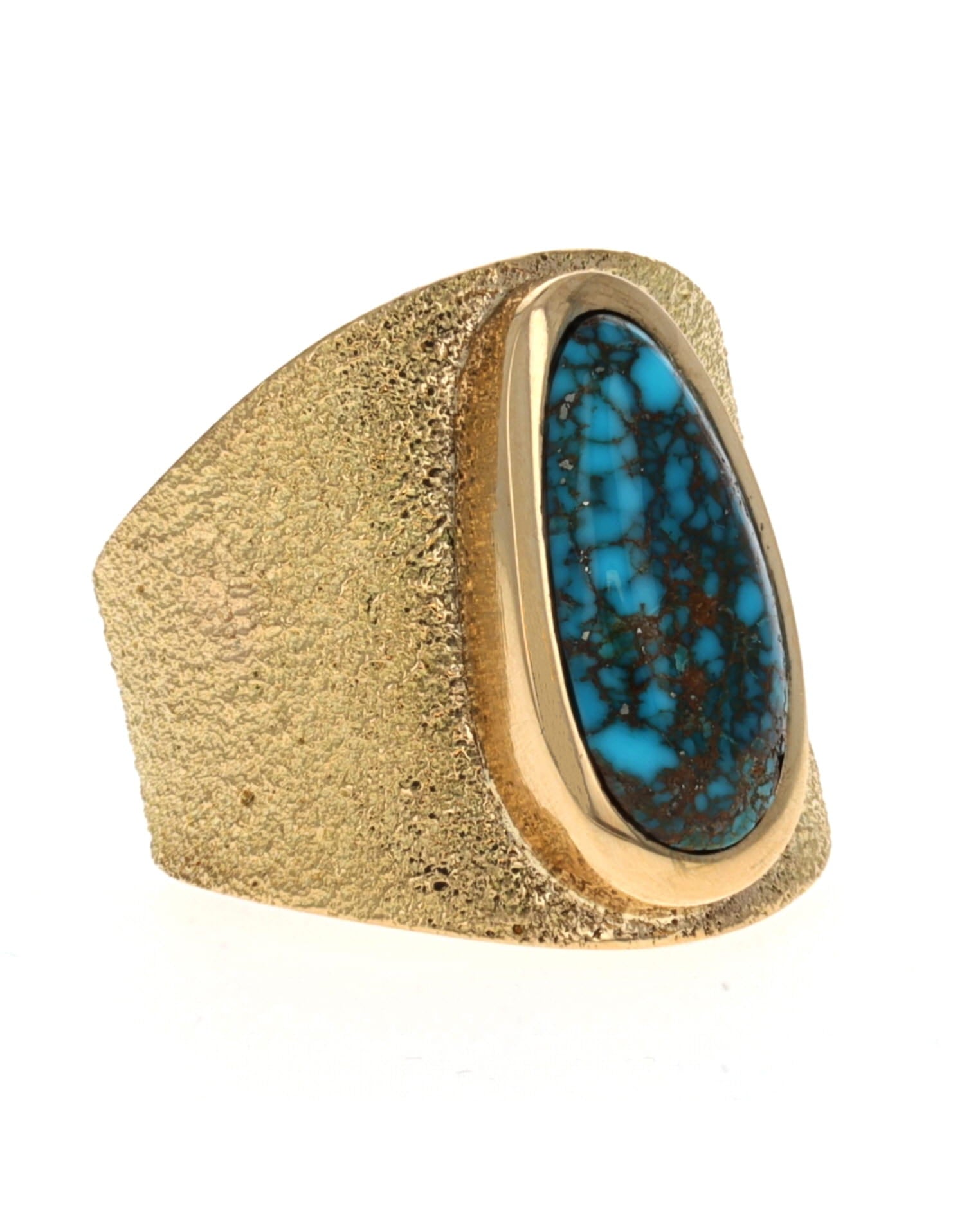18K Gold Ring With High Grade Natural Bisbee Turquoise
