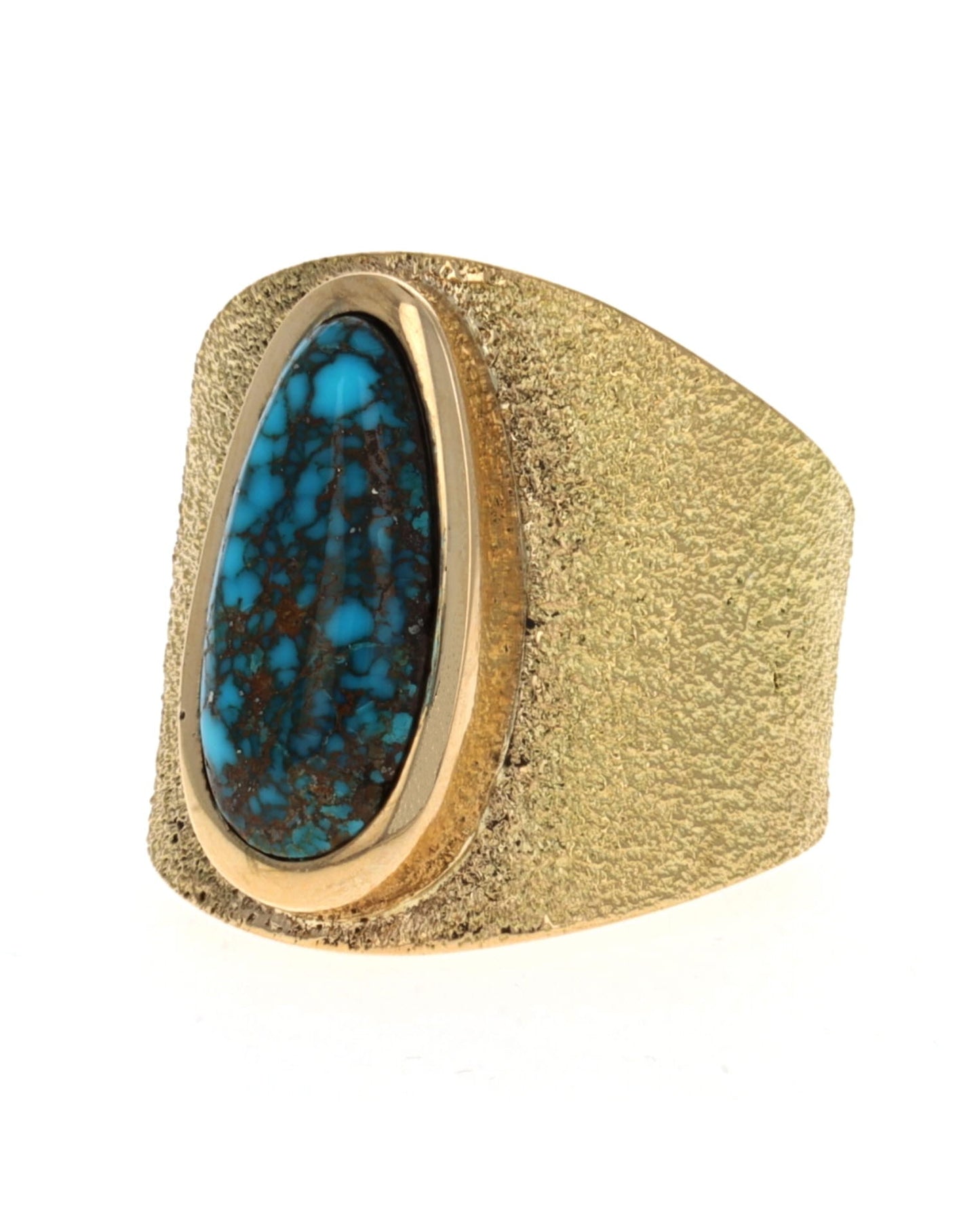 18K Gold Ring With High Grade Natural Bisbee Turquoise