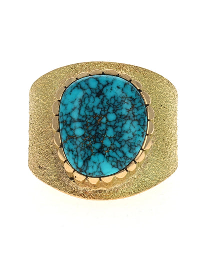 18K Goldring mit hochwertigem natürlichem Lone Mountain Türkis