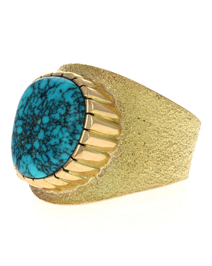 18K Goldring mit hochwertigem natürlichem Lone Mountain Türkis