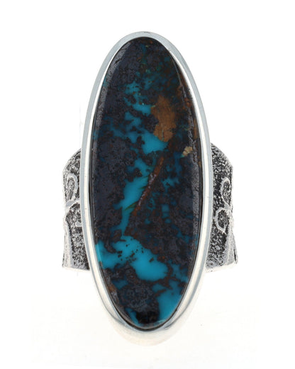 Dragonfly Ring With High Grade Natural Pilot Mountain Turquoise