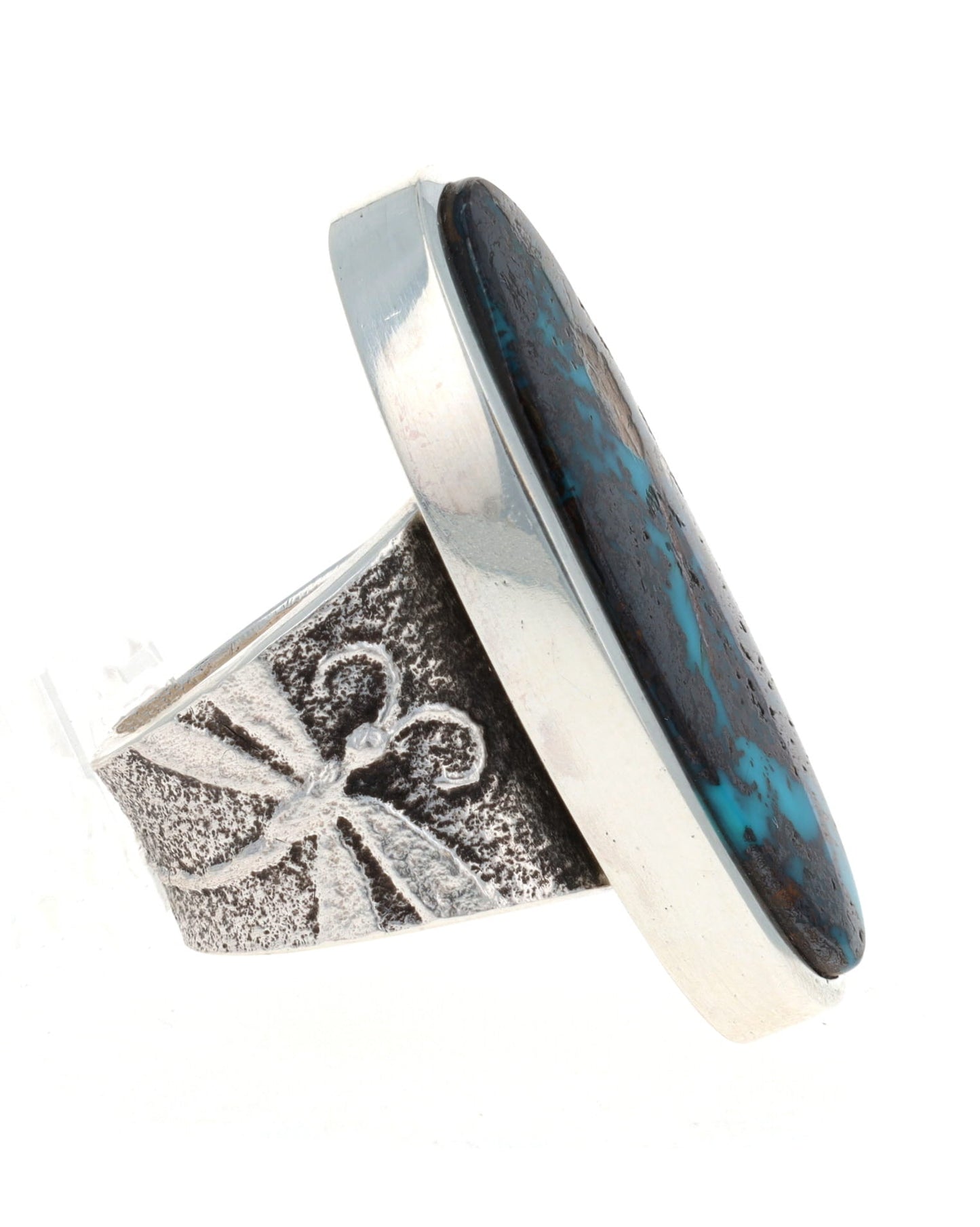 Dragonfly Ring With High Grade Natural Pilot Mountain Turquoise