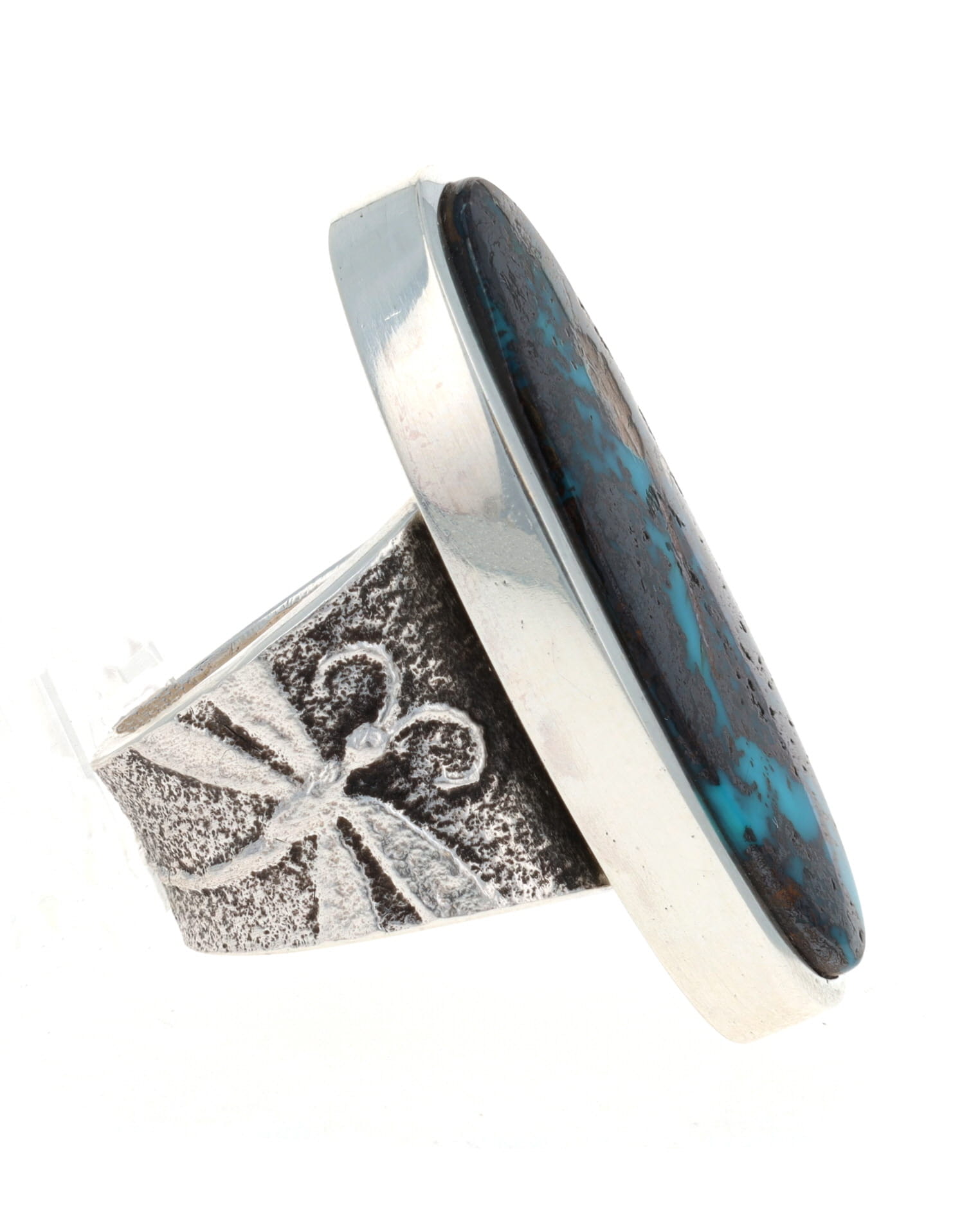 Dragonfly Ring With High Grade Natural Pilot Mountain Turquoise