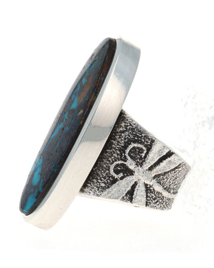 Dragonfly Ring With High Grade Natural Pilot Mountain Turquoise