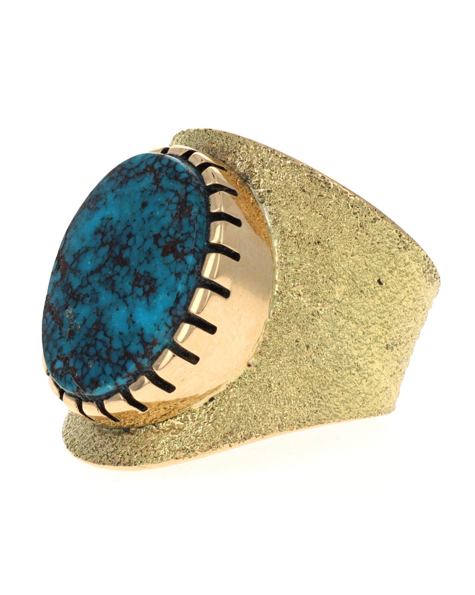18K Gold Ring With High Grade Natural Bisbee Turquoise