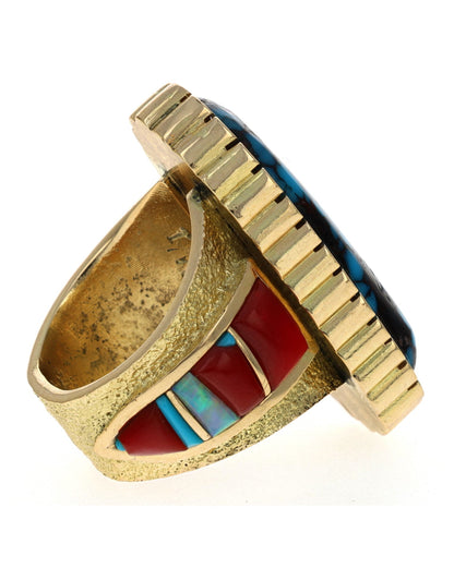 18K Gold Statement Ring With High Grade Natural Godber-Burnham Turquoise