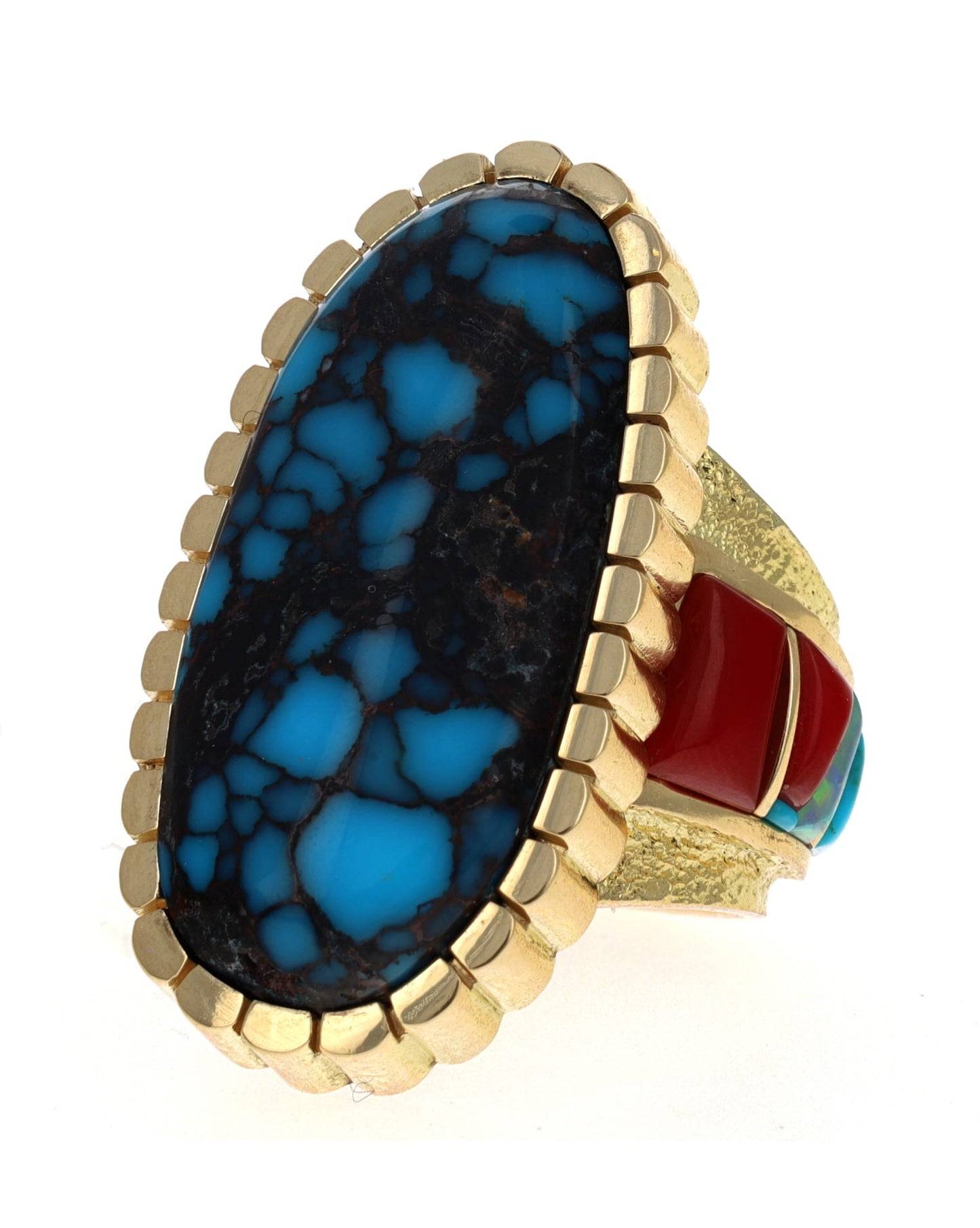 18K Gold Statement Ring With High Grade Natural Godber-Burnham Turquoise