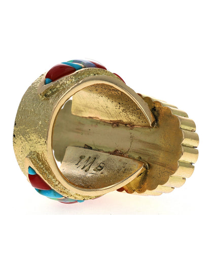 18K Gold Statement Ring With High Grade Natural Godber-Burnham Turquoise