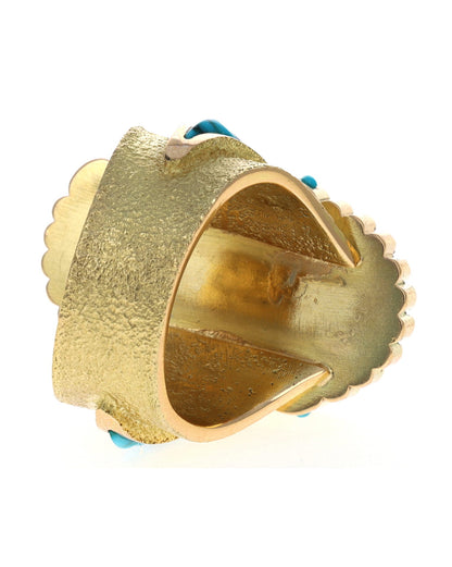 18K Gold Statement Ring With High Grade Natural Lone Mountain Turquoise