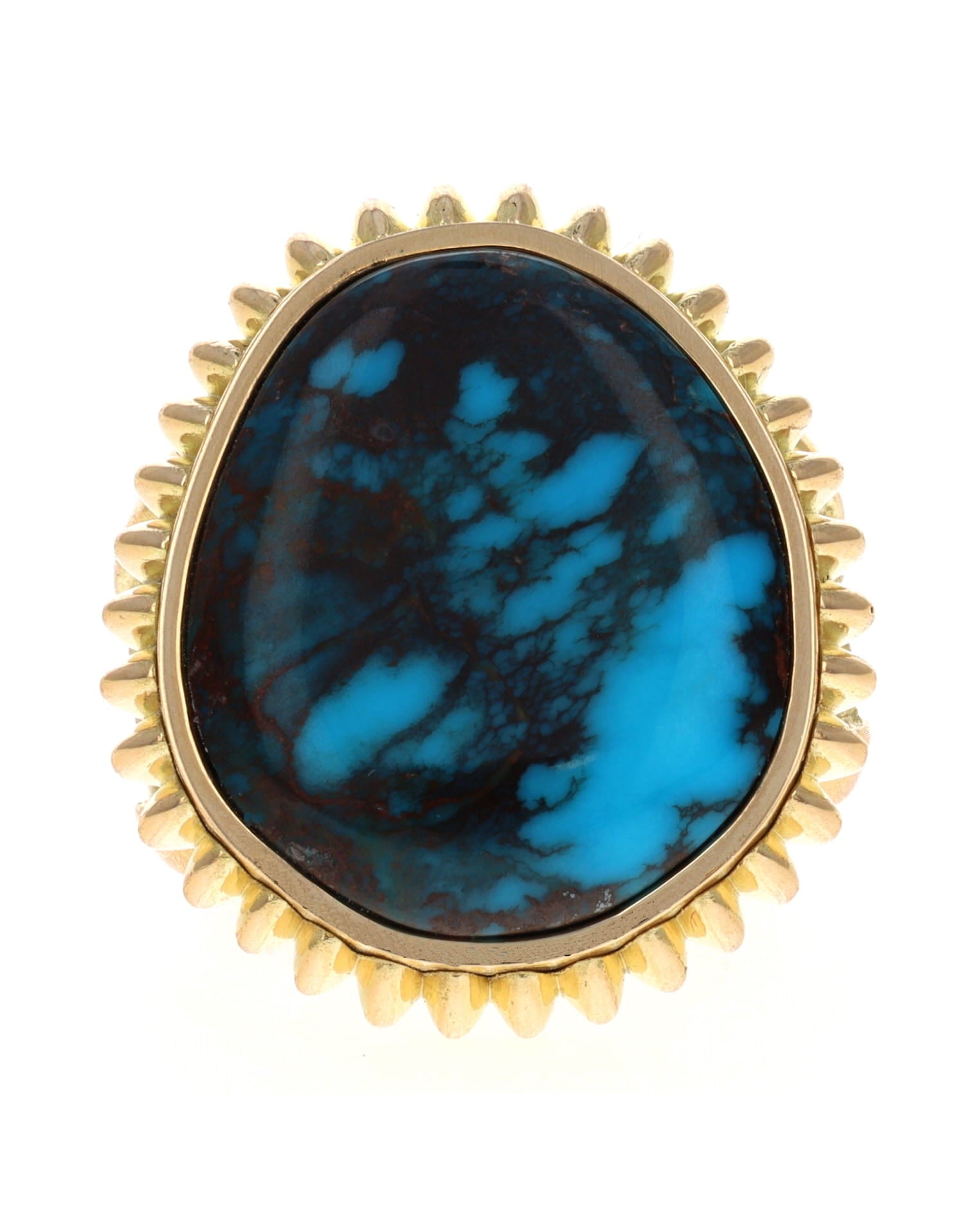 18K Gold Statement Ring With High Grade Natural Bisbee Turquoise