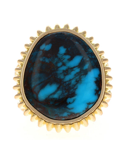 18K Gold Statement Ring With High Grade Natural Bisbee Turquoise