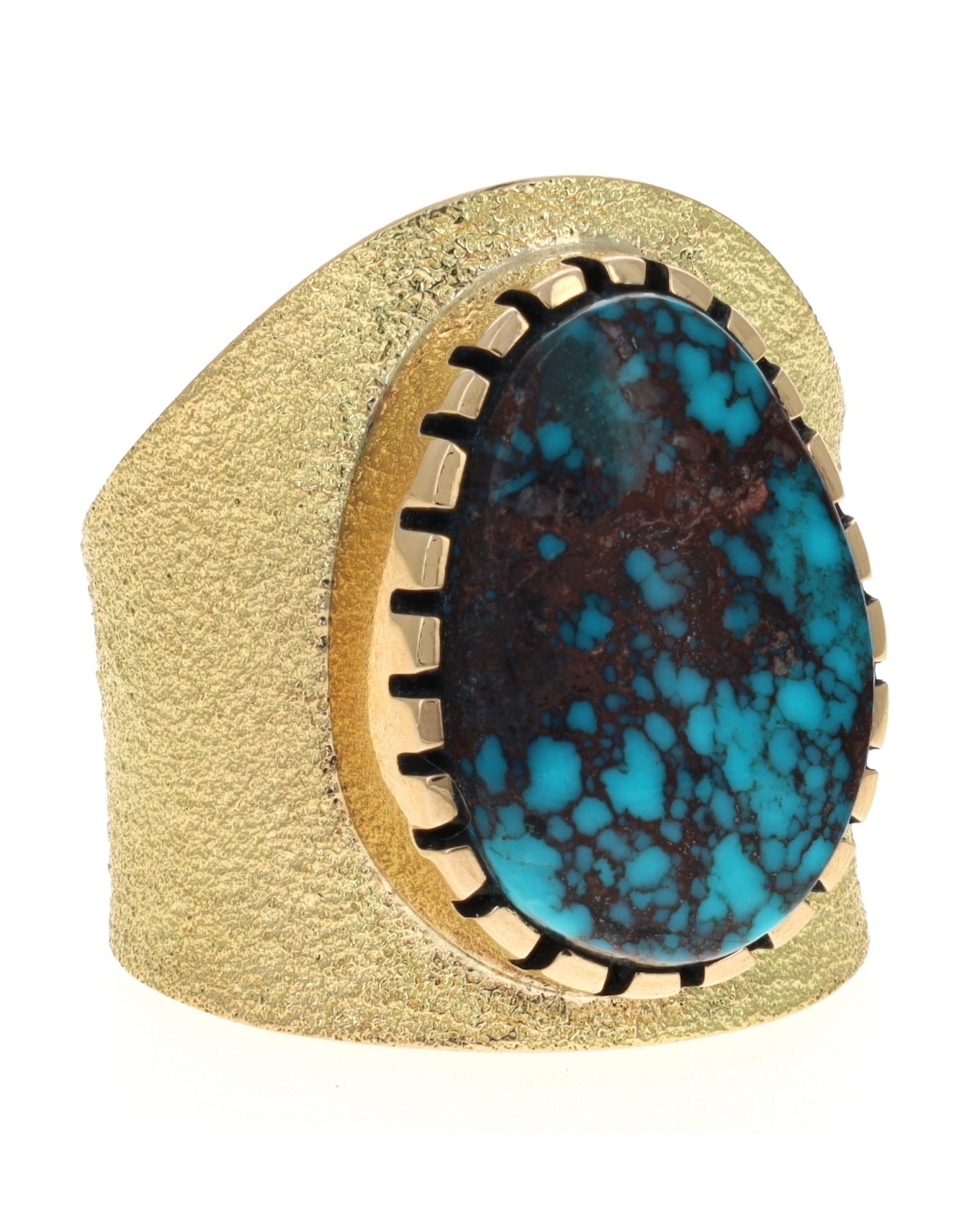 18K Gold Ring With High Grade Natural Bisbee Turquoise