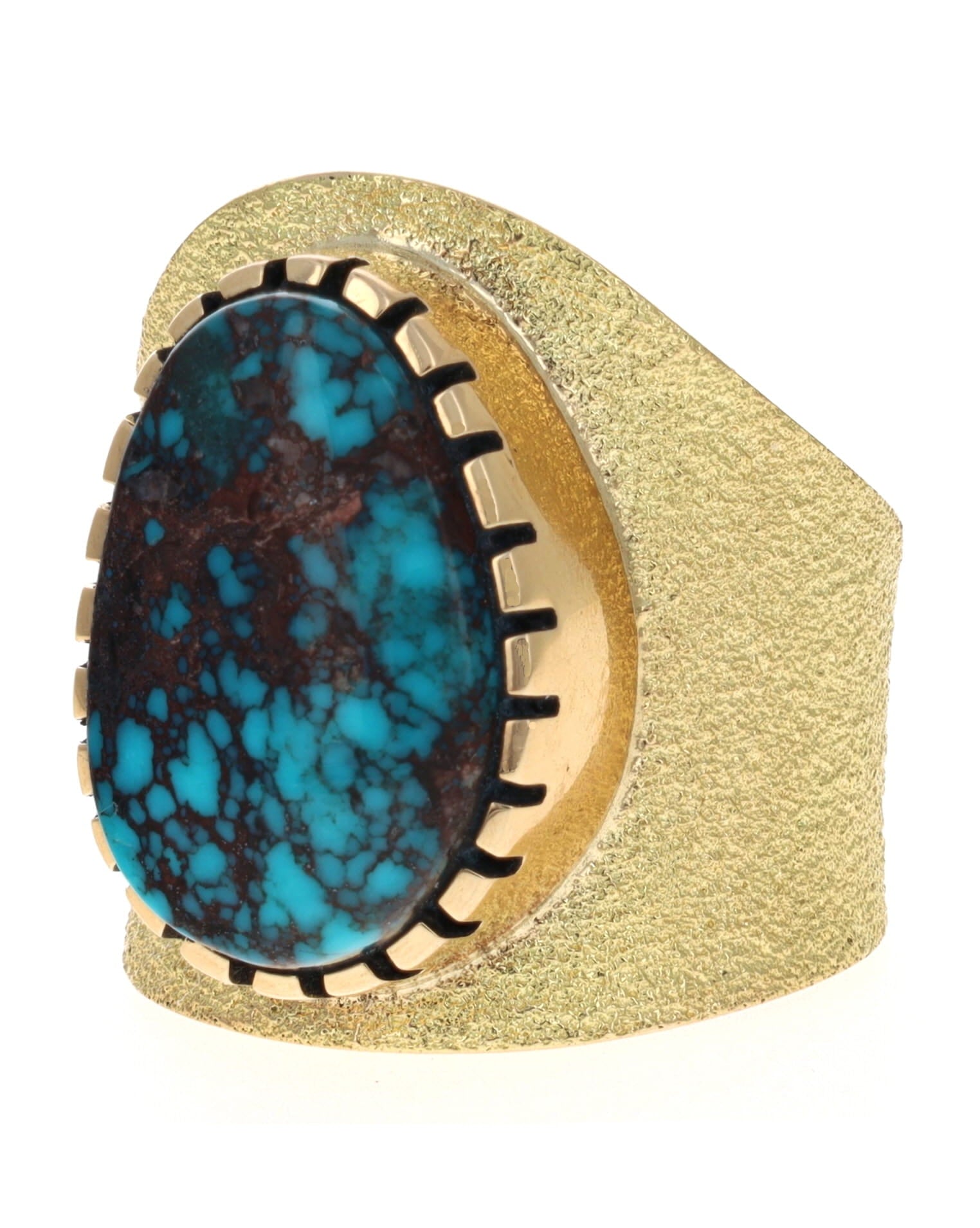 18K Gold Ring With High Grade Natural Bisbee Turquoise