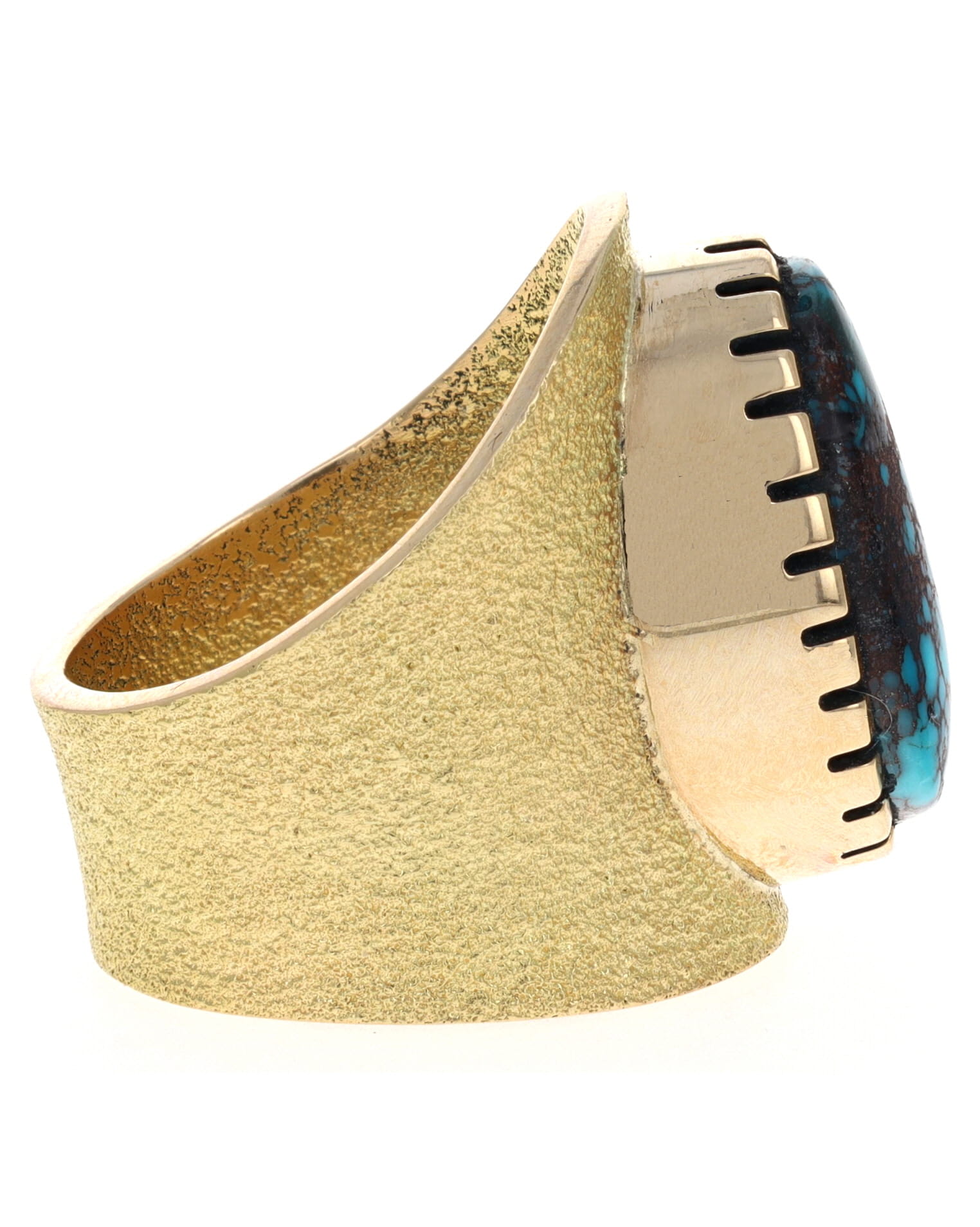 18K Gold Ring With High Grade Natural Bisbee Turquoise