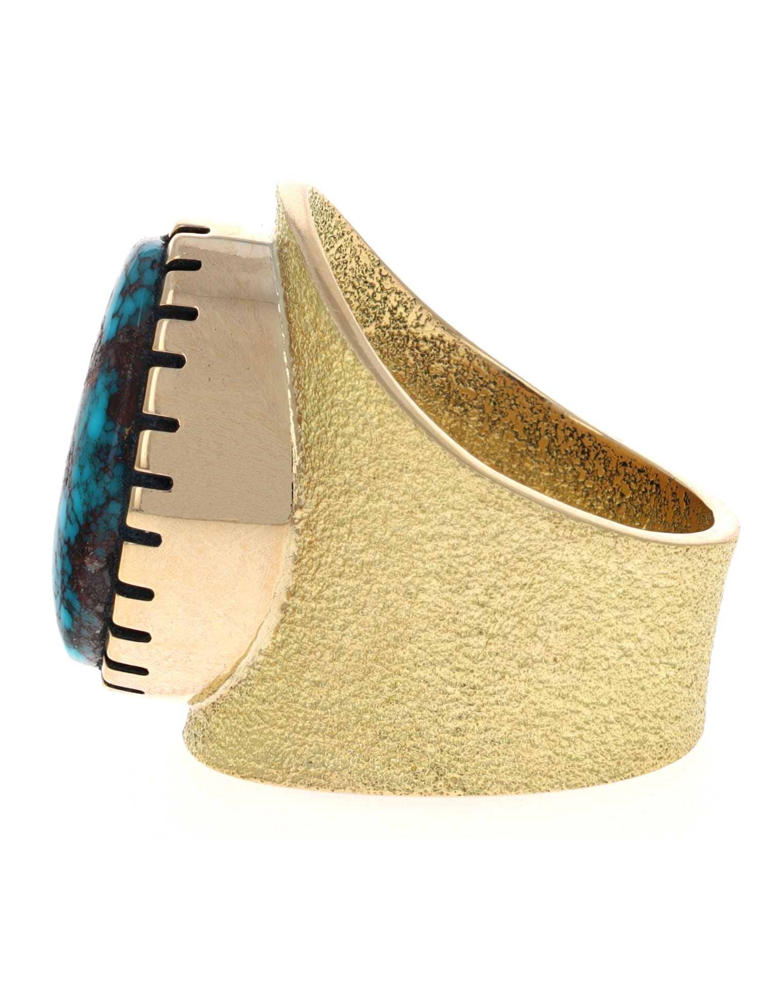 18K Gold Ring With High Grade Natural Bisbee Turquoise