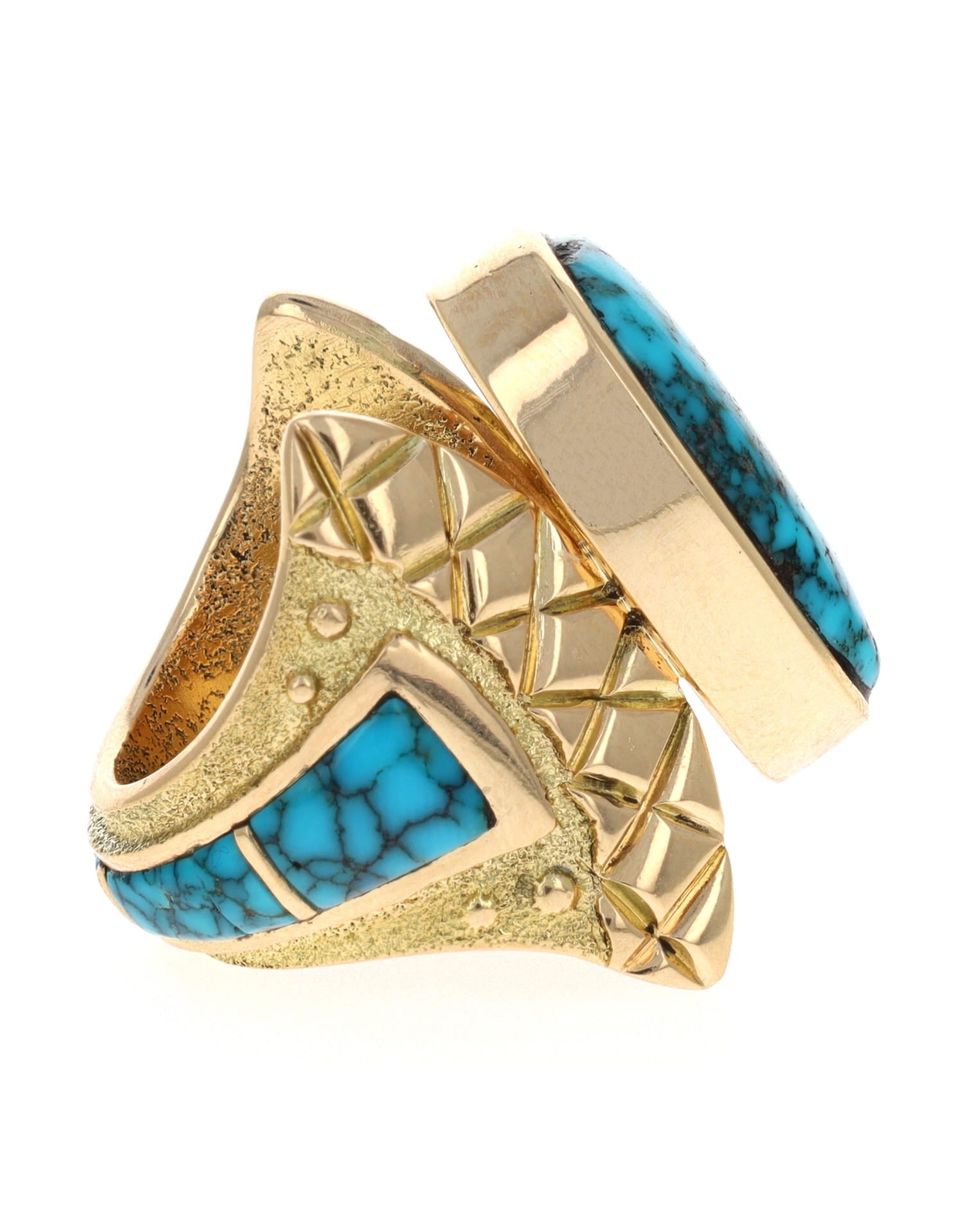 18K Gold Ring With High Grade Natural Lone Mountain Turquoise