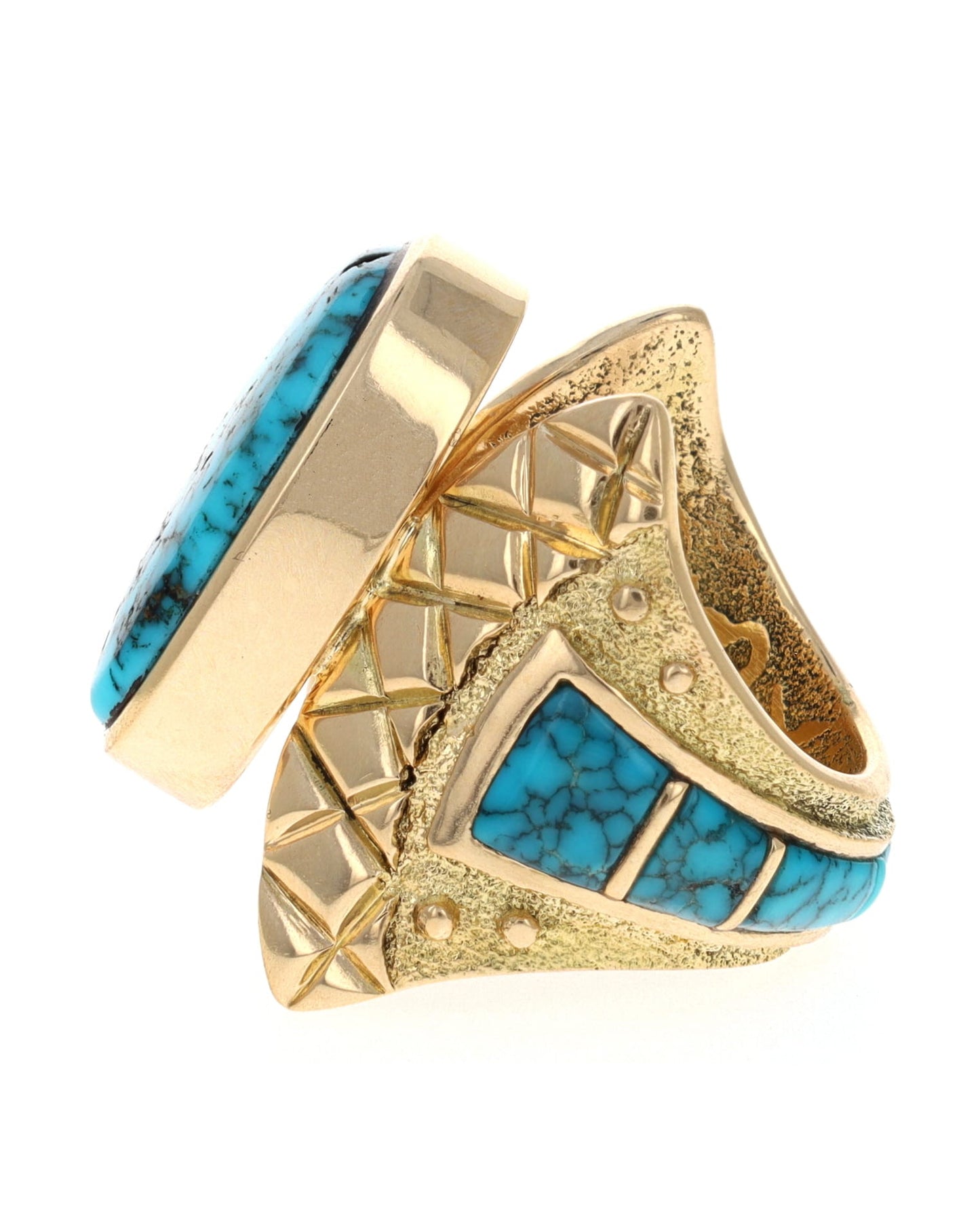 18K Gold Ring With High Grade Natural Lone Mountain Turquoise