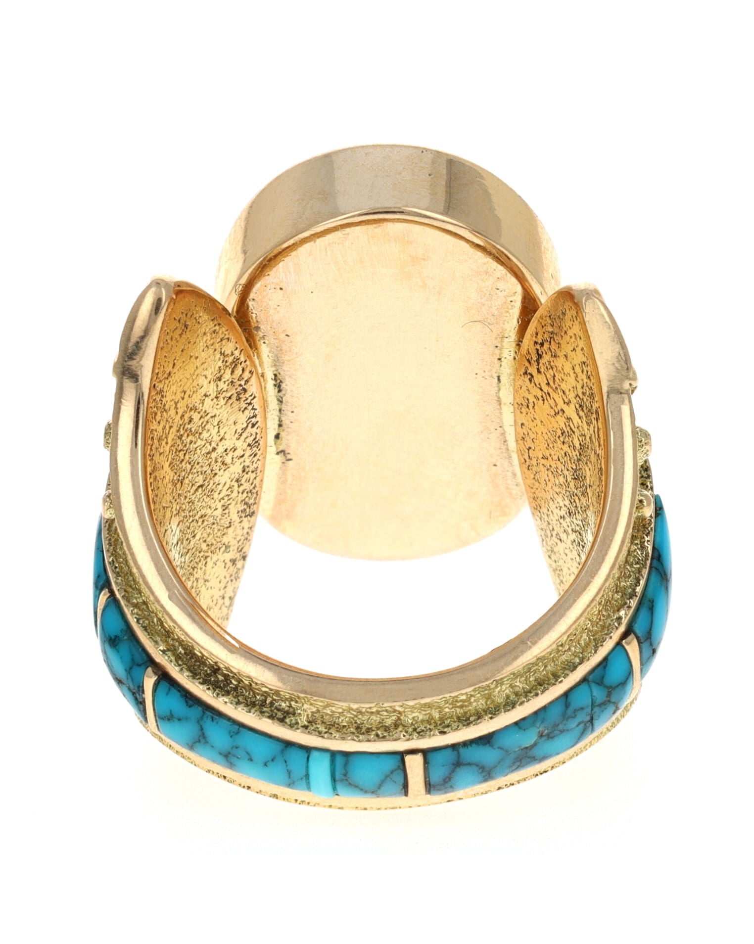 18K Gold Ring With High Grade Natural Lone Mountain Turquoise