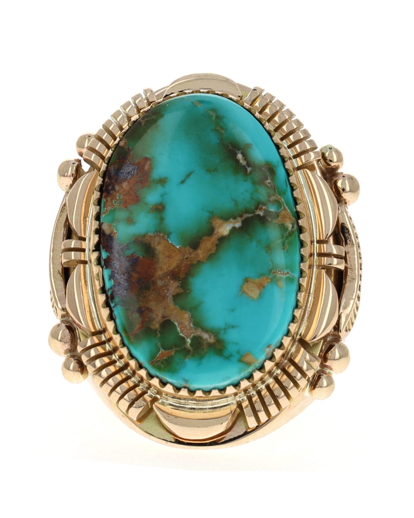 14K Gold Ring With High Grade Natural Royston Turquoise