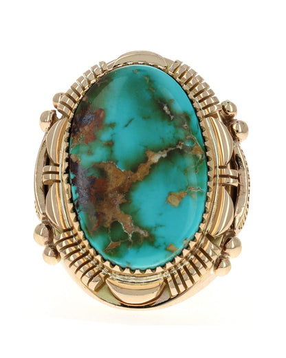 14K Gold Ring With High Grade Natural Royston Turquoise