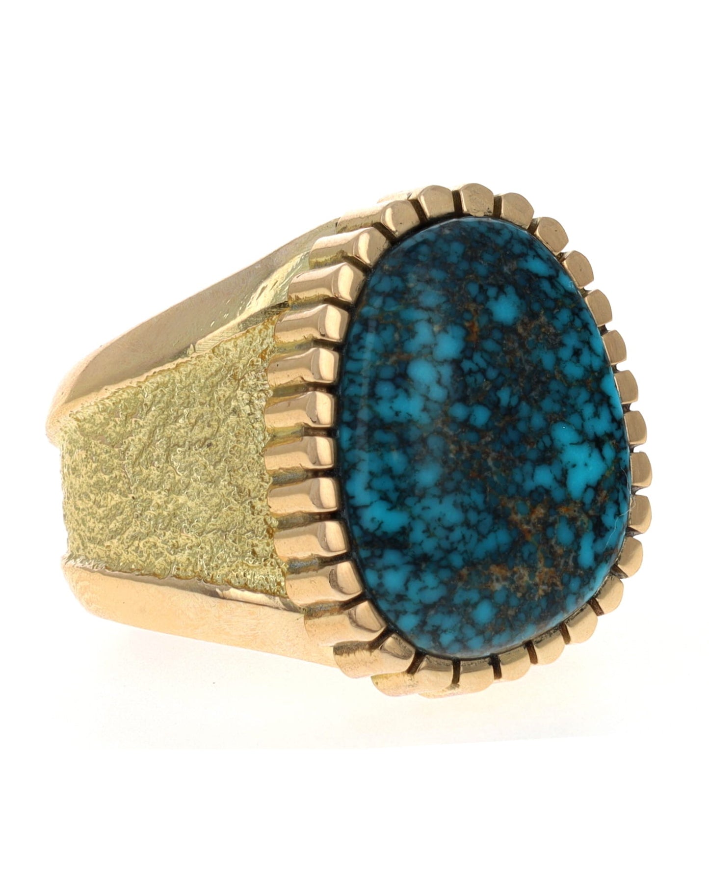 18K Gold Ring With High Grade Natural Lone Mountain Turquoise