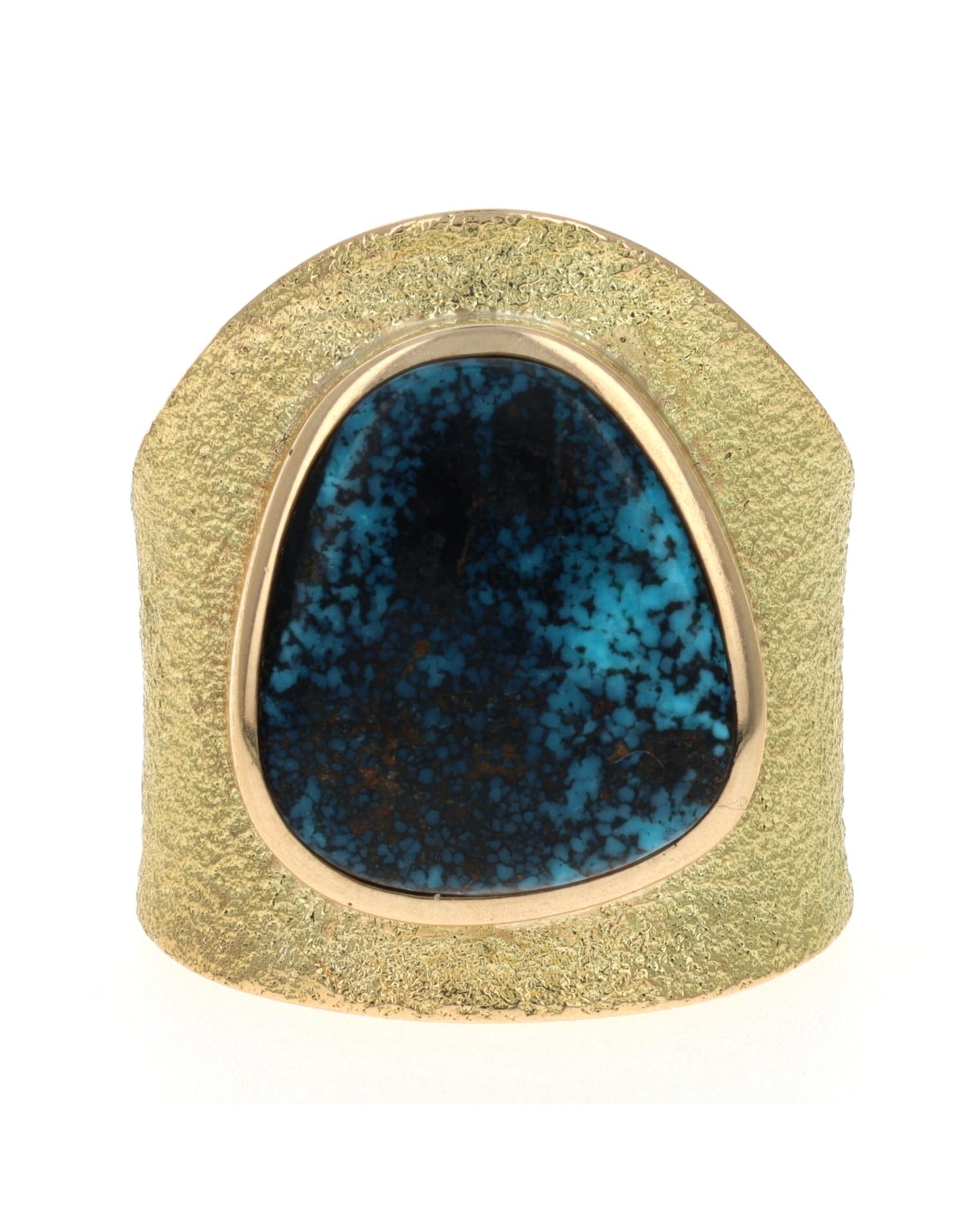 18K Gold With High Grade Apache Blue Turquoise