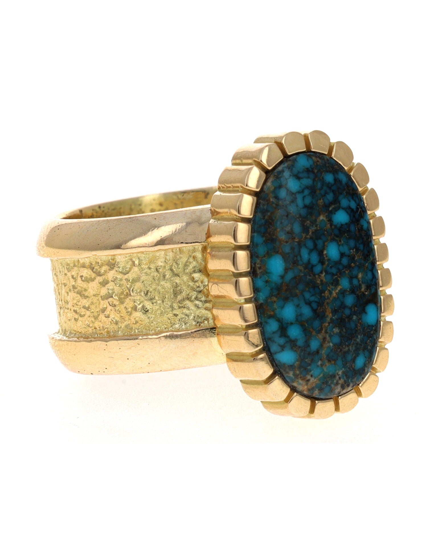 18K Gold Ring With High Grade Natural Lone Mountain Turquoise