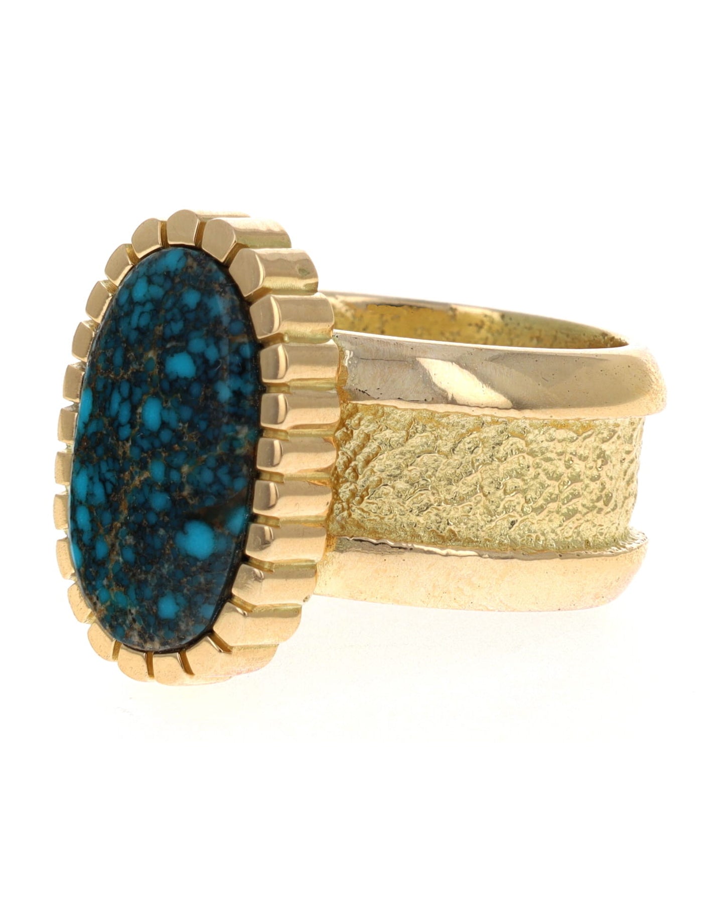 18K Gold Ring With High Grade Natural Lone Mountain Turquoise