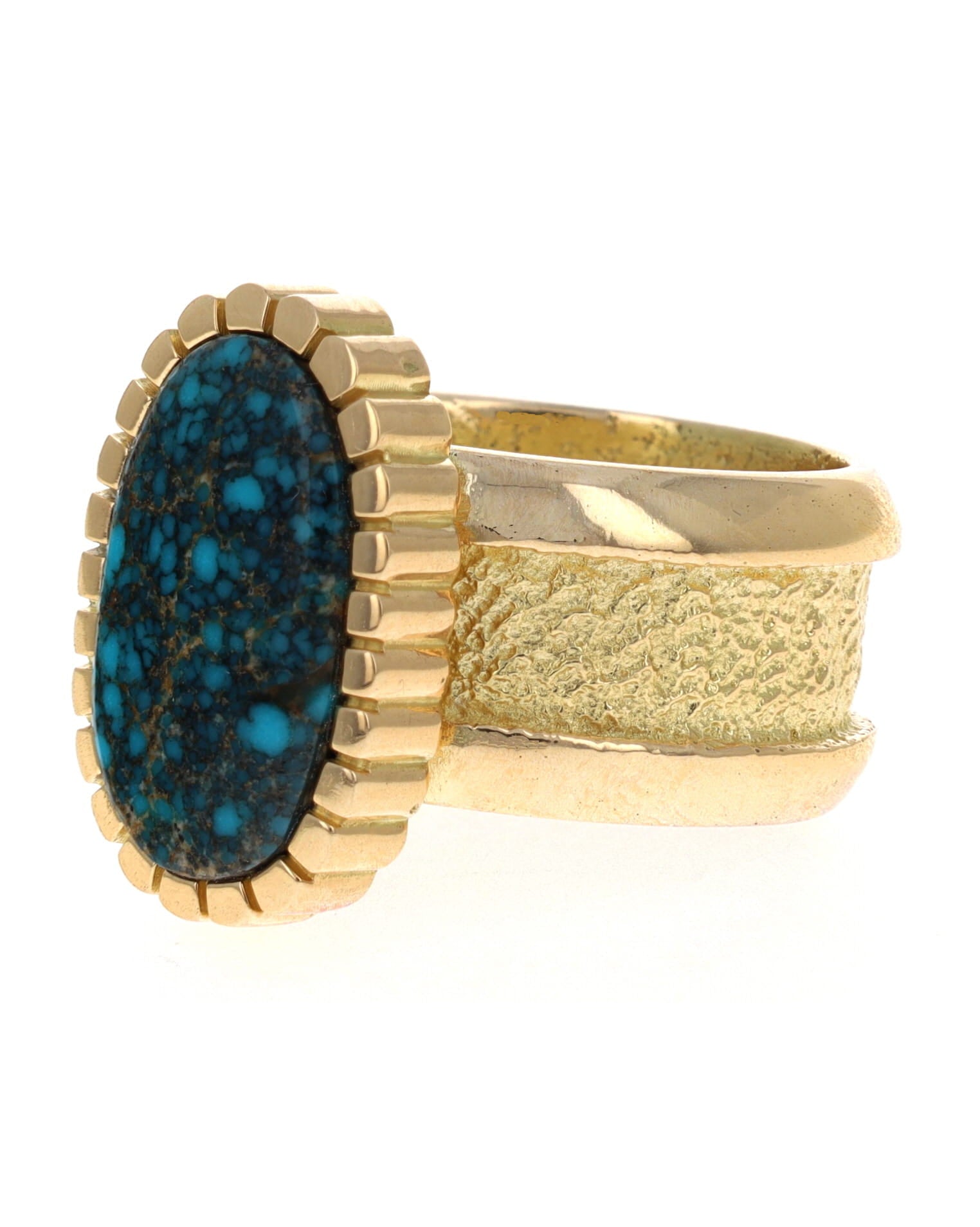 18K Gold Ring With High Grade Natural Lone Mountain Turquoise