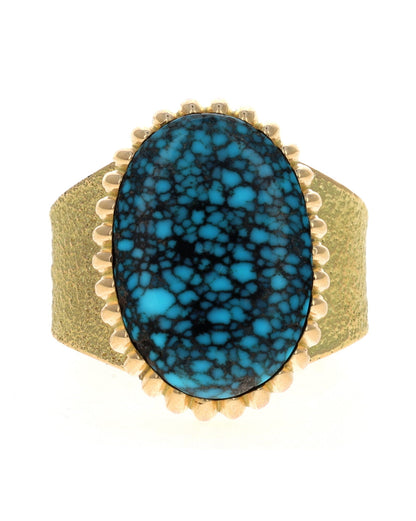 18K Gold Ring With High Grade Natural Indian Mountain Turquoise
