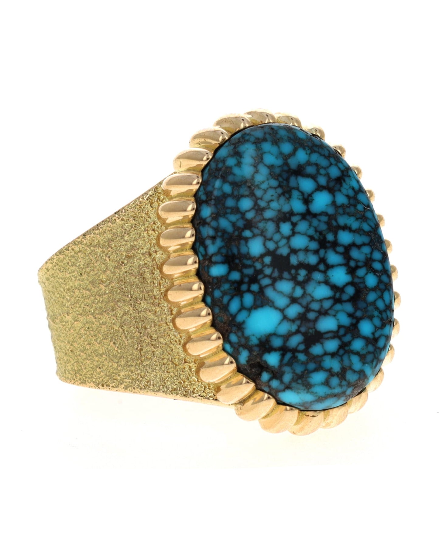 18K Gold Ring With High Grade Natural Indian Mountain Turquoise