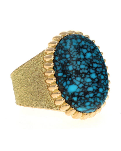 18K Gold Ring With High Grade Natural Indian Mountain Turquoise