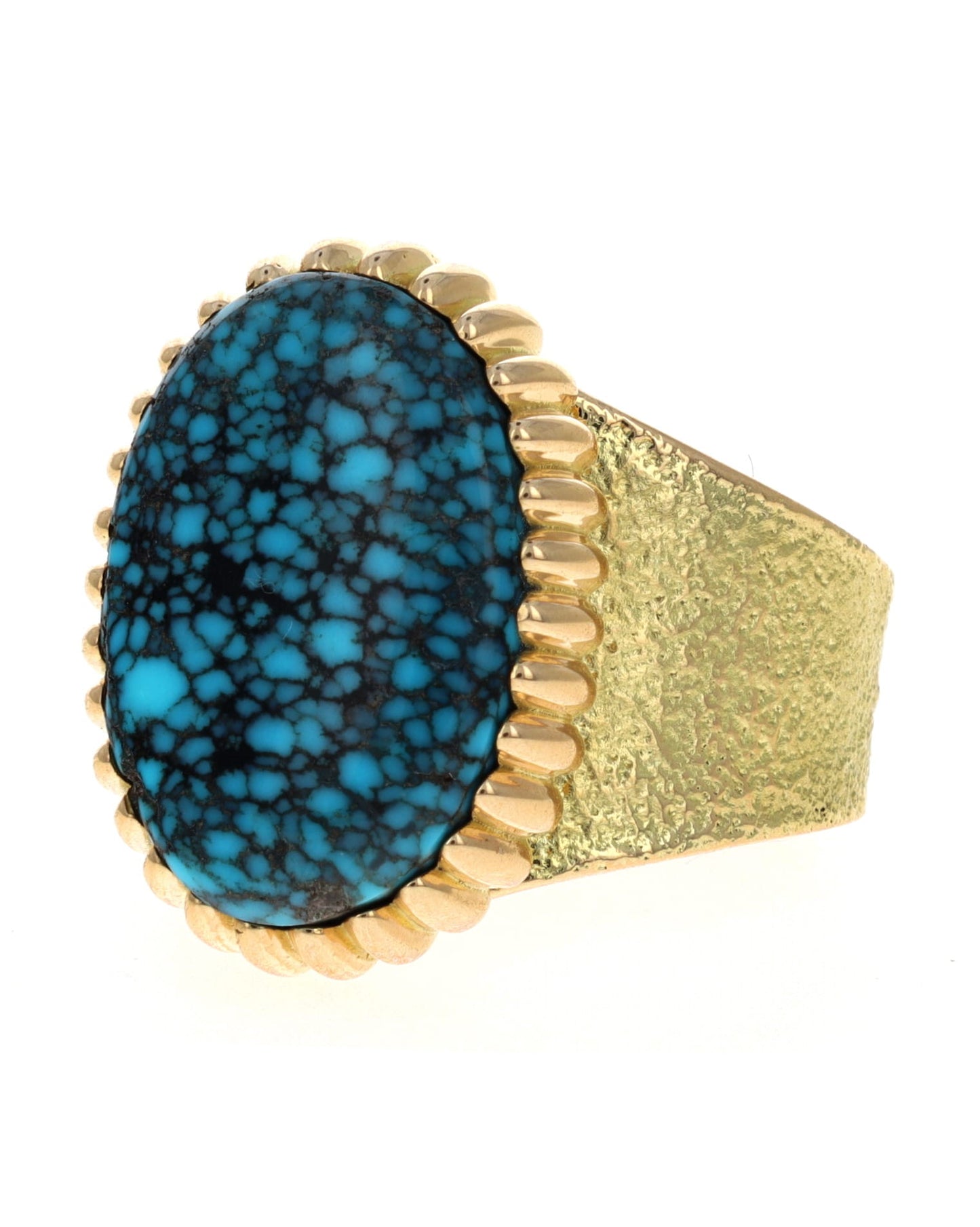 18K Gold Ring With High Grade Natural Indian Mountain Turquoise