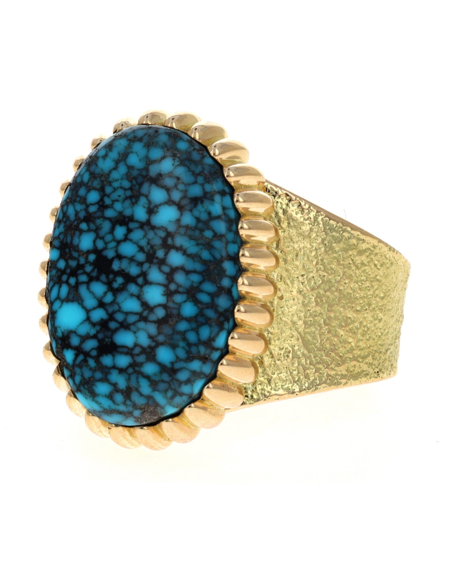 18K Gold Ring With High Grade Natural Indian Mountain Turquoise