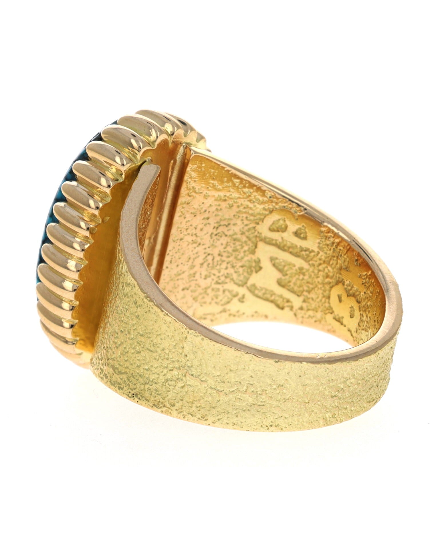 18K Gold Ring With High Grade Natural Indian Mountain Turquoise
