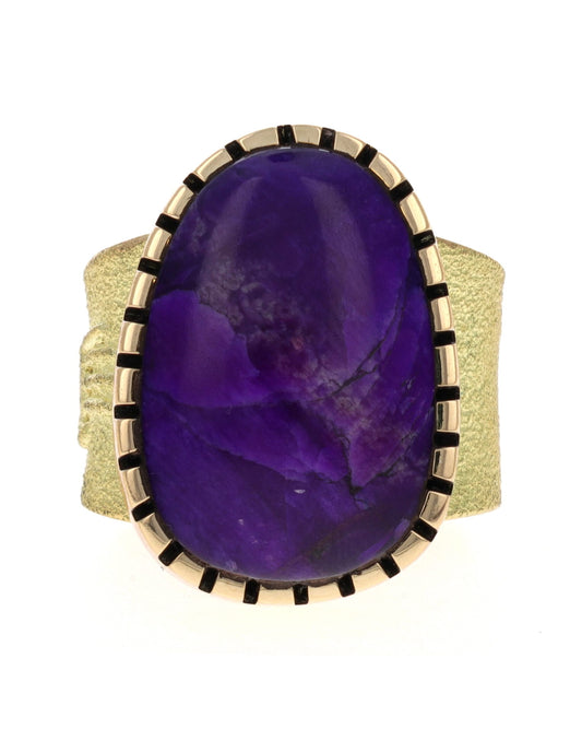 18K Gold Ring With High Grade Natural Sugilite Gel