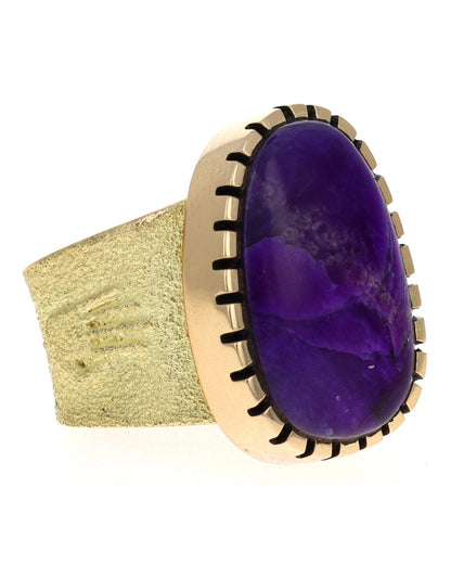 18K Gold Ring With High Grade Natural Sugilite Gel