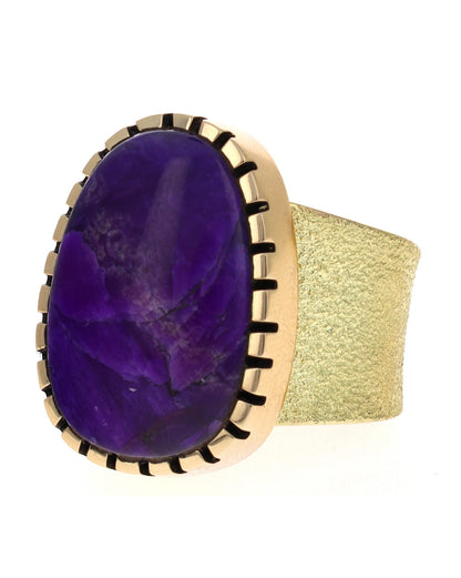 18K Gold Ring With High Grade Natural Sugilite Gel