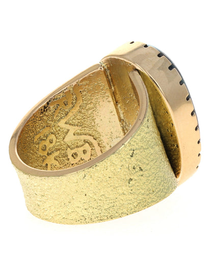 18K Gold Ring With High Grade Natural Smokey Bisbee Turquoise