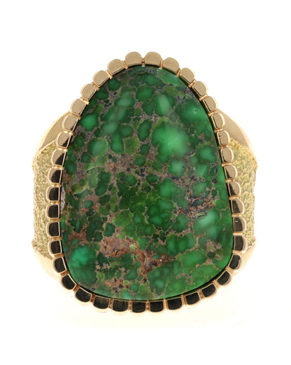 18K Gold Statement Ring With High Grade Natural Carico Lake Turquoise