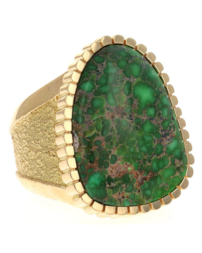 18K Gold Statement Ring With High Grade Natural Carico Lake Turquoise