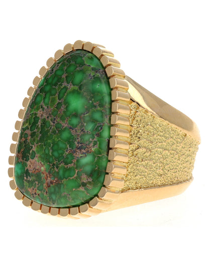 18K Gold Statement Ring With High Grade Natural Carico Lake Turquoise