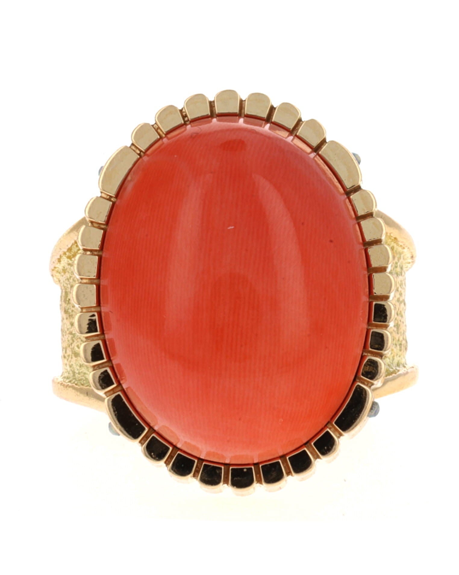 18K Gold Statement Ring With High Grade Natural Japanese Momo Coral