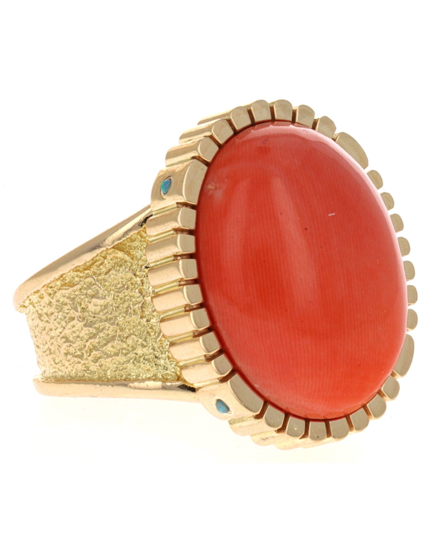 18K Gold Statement Ring With High Grade Natural Japanese Momo Coral
