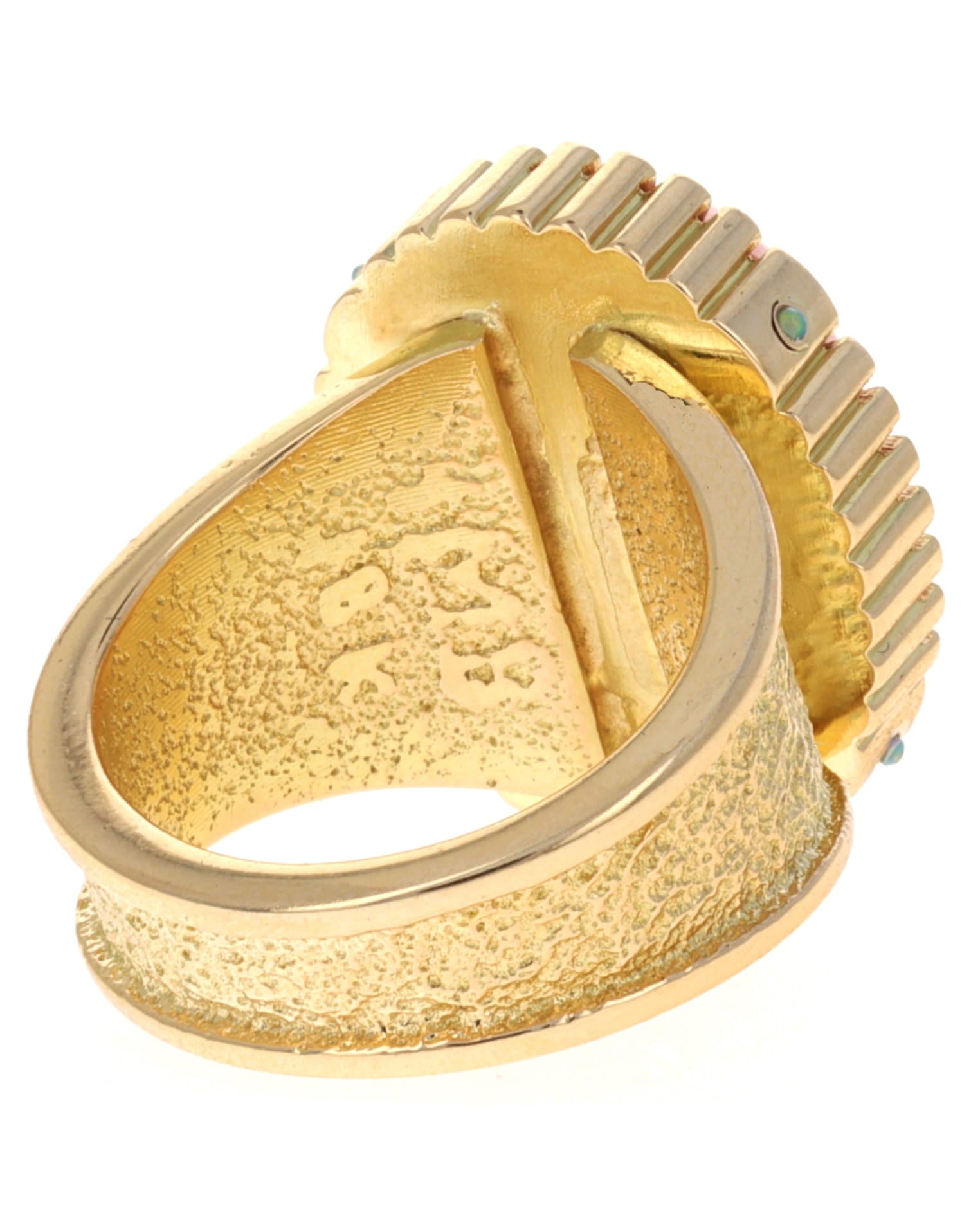 18K Gold Statement Ring With High Grade Natural Japanese Momo Coral