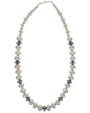 Collana di perle graduata in argento sterling fatta a mano