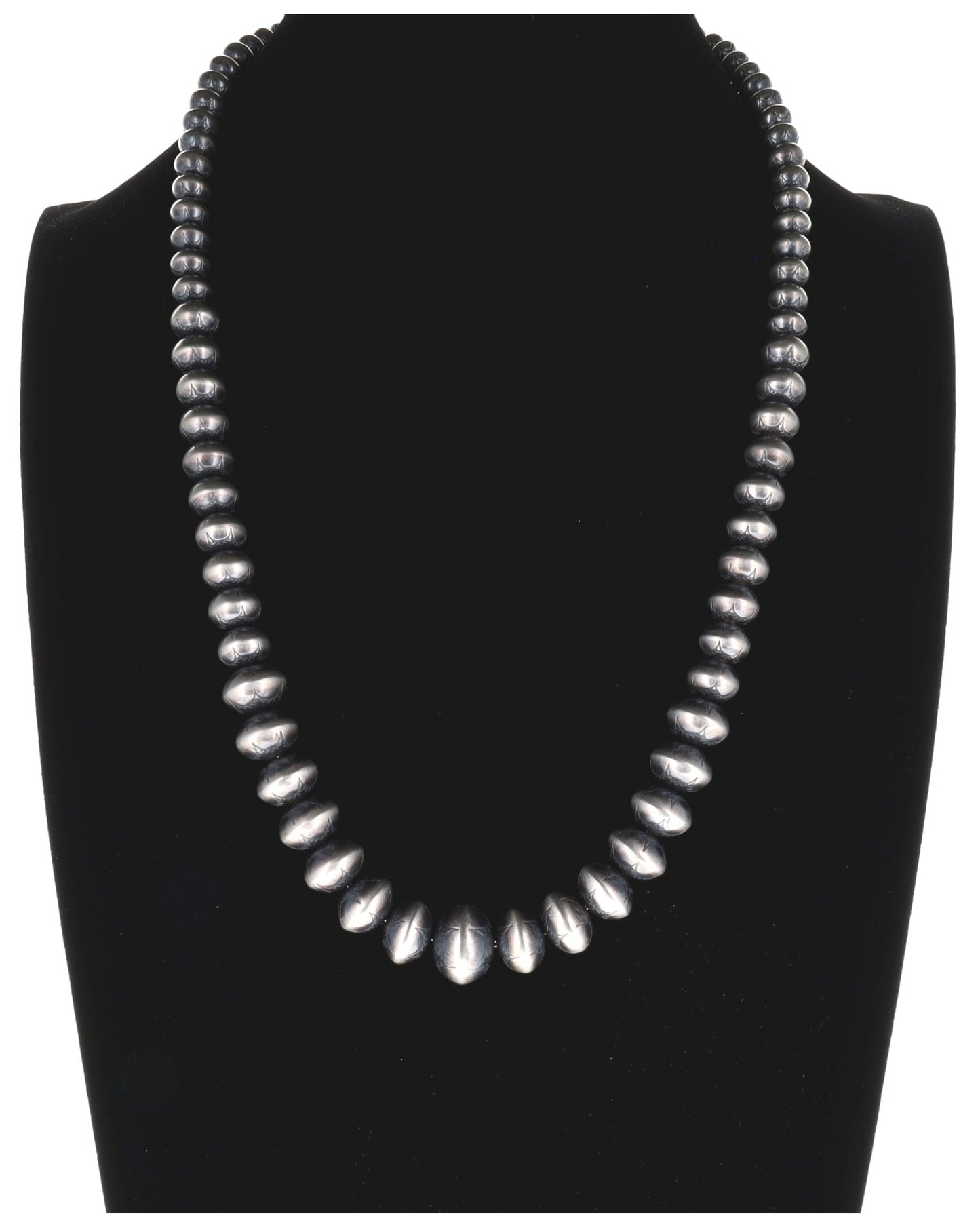 Handmade Graduated Sterling Silver Bead Necklace